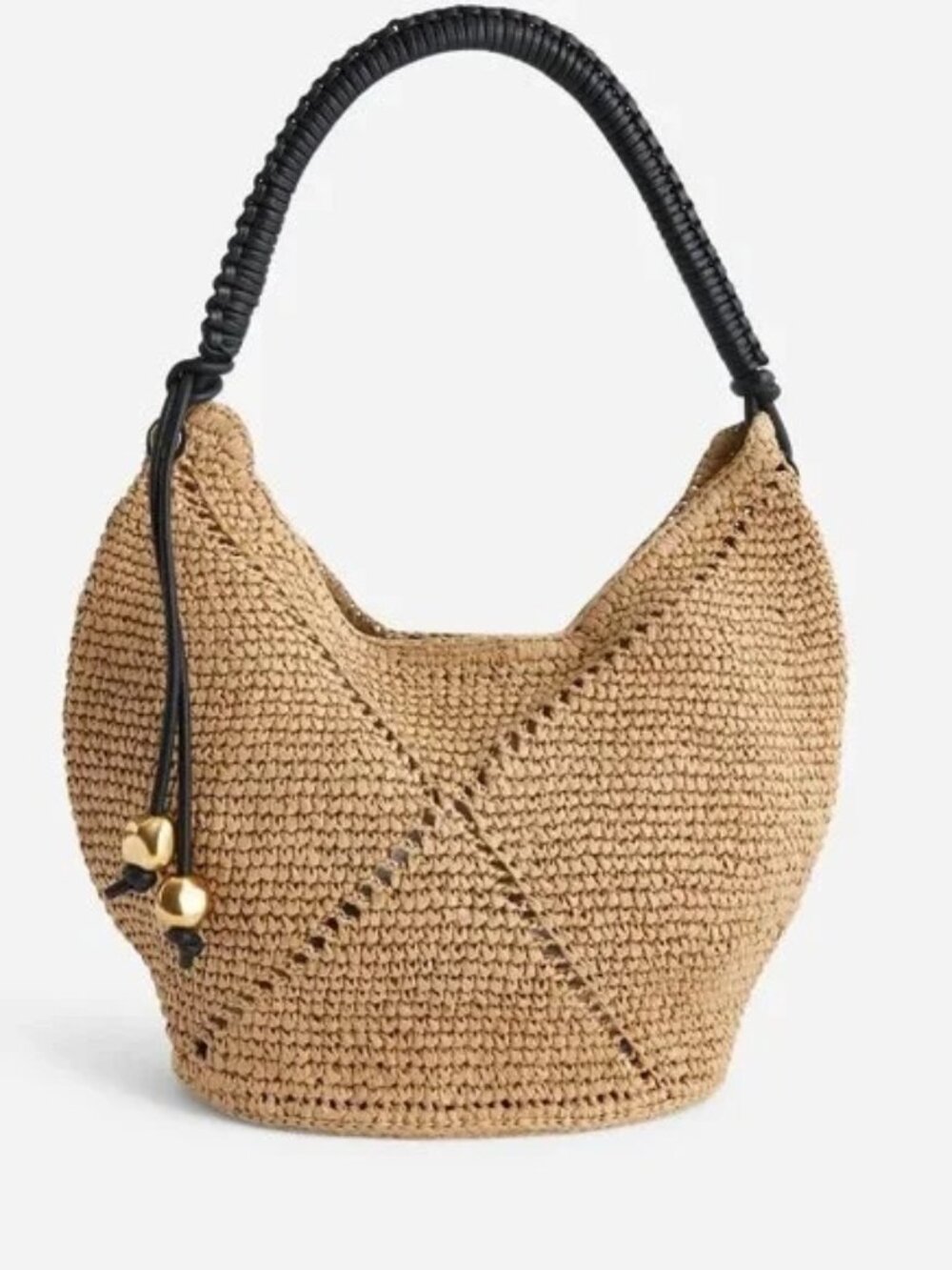 Madewell the Camren raffia bag with leather handle and magnetic closure